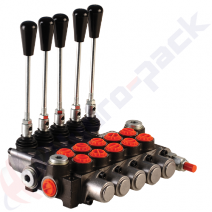 product 50 liter monoblock control valve with metering curve, 5Z50 , five spools , G 3/8" , open center spool image thumb